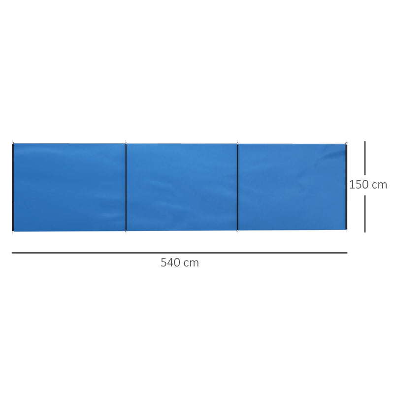 4 Pole Camping Windbreak With Steel Frame and Carry Bag For Beach or Caravan Use Blue AOSOM