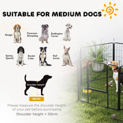 6 Panel Portable Dog Playpen with Door 80cm High for Medium Dogs Black by PawHut