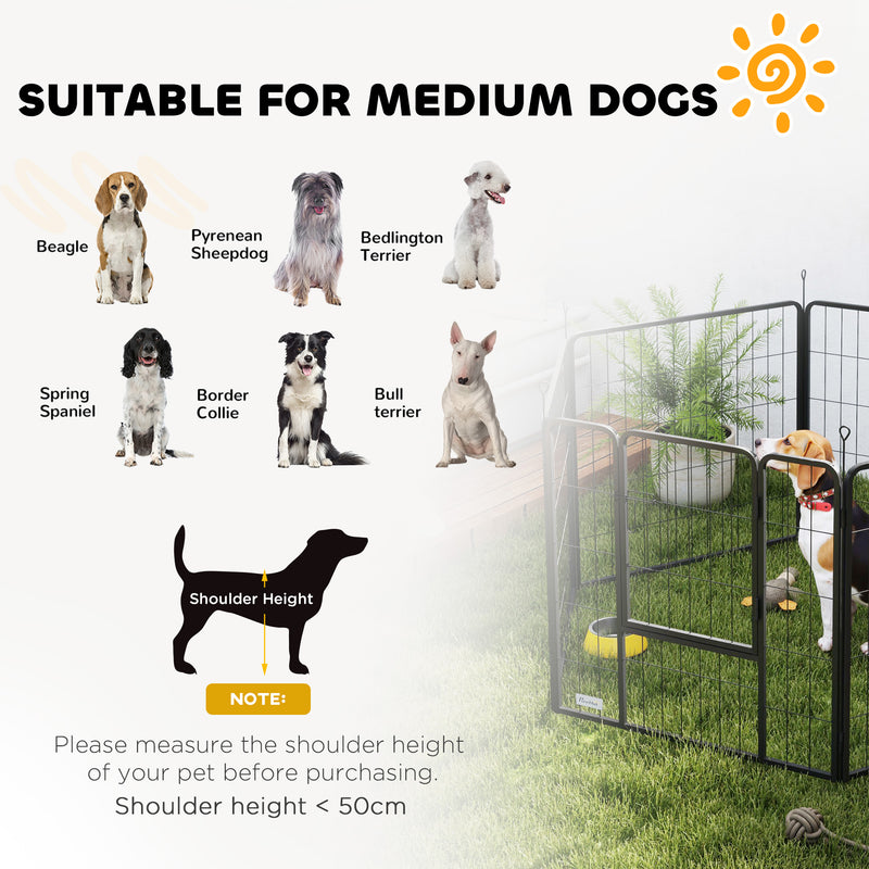 6 Panel Portable Dog Playpen with Door 80cm High for Medium Dogs Black by PawHut