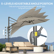 Light Grey 3 x 3m Cantilever Parasol with 360° Rotation and Crank Handle by Outsunny