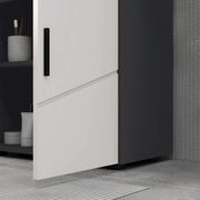 Under Sink Bathroom Cabinet with Shelf and Double Doors for Basin Storage Light Grey AOSOM