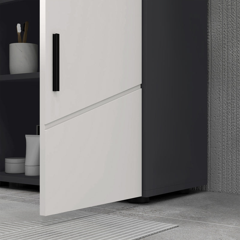 Under Sink Bathroom Cabinet with Shelf and Double Doors for Basin Storage Light Grey AOSOM