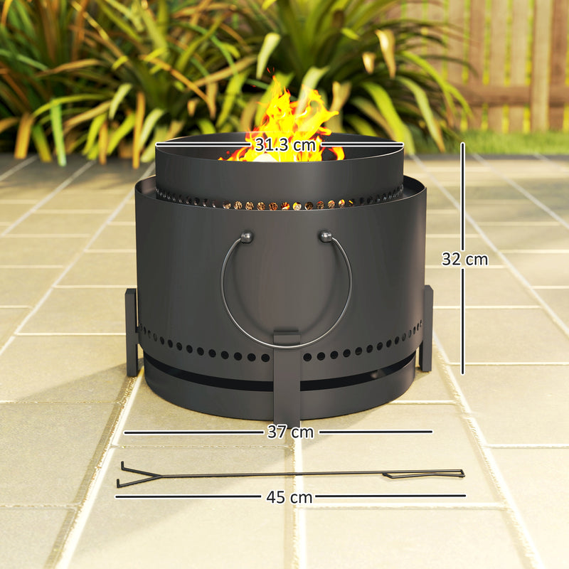 Smokeless Fire Pit with Ash Catcher 37cm Portable Firepit for Garden Camping by Outsunny