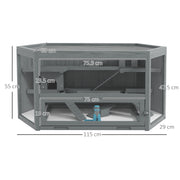 Grey 3 Tier Wooden Hamster Cage with Sliding Tray Seesaws and Water Bottle by PawHut