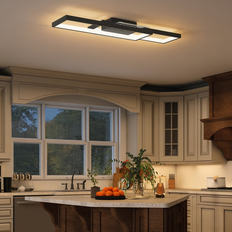 Modern Dimmable LED Ceiling Light With Remote And Wall Control For Lounge Or Bedroom Black AOSOM