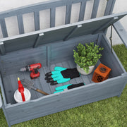 Grey Two Seater Wooden Garden Storage Bench With Storage by Outsunny