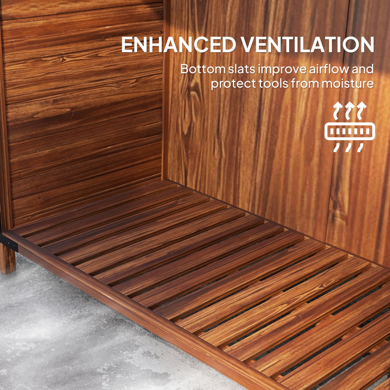 Two-Tier Wooden Small Garden Shed 59 x 103.5 cm Brown Weatherproof Storage by Outsunny