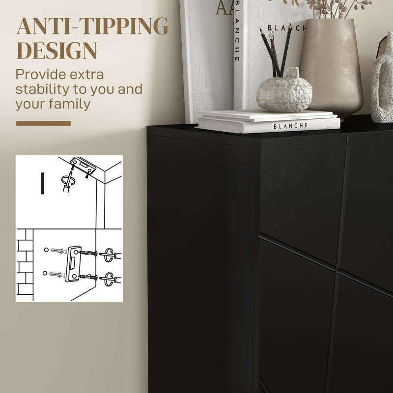 Slim Shoe Storage Cabinet With Adjustable Shelves And Soft Close Doors For Hallway Black