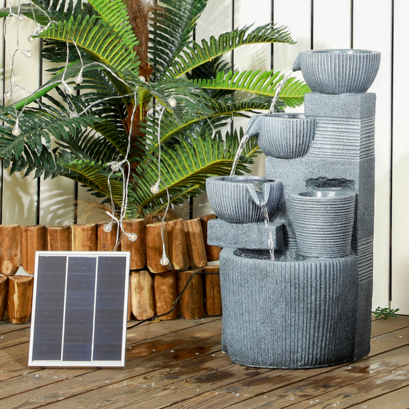 Solar Powered Outdoor Water Fountain Dark Grey by Outsunny
