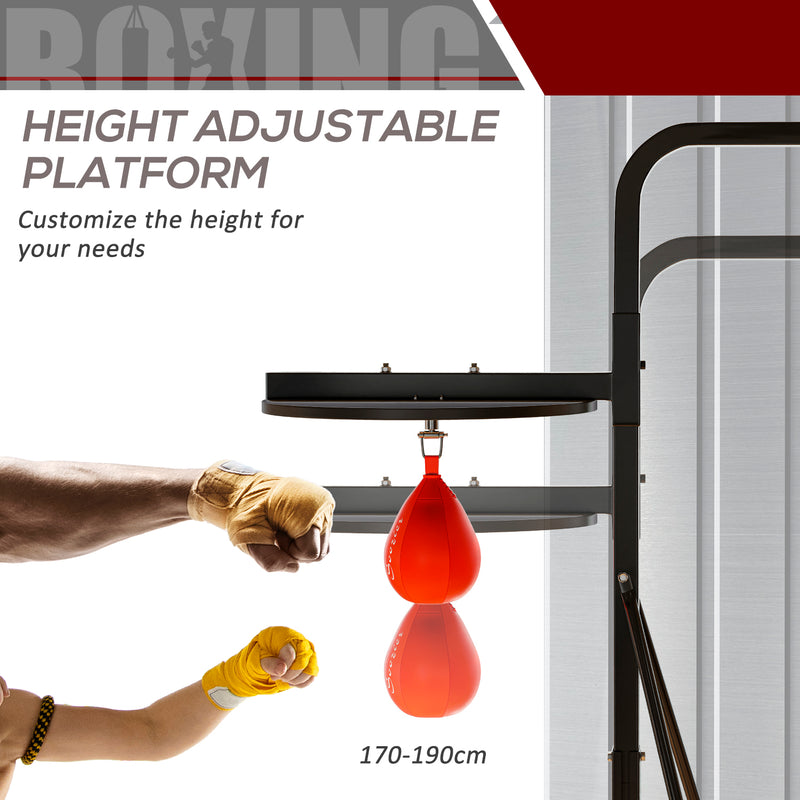 Adjustable Freestanding Speedbag Punch Bag Stand for Boxing Training Black by Outsunny AOSOM
