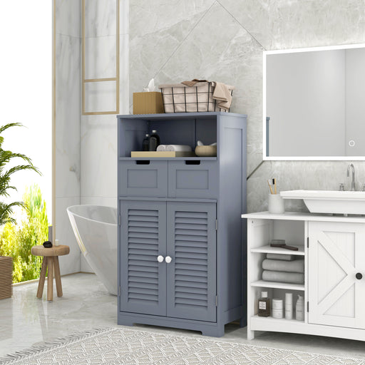 Three Part Bathroom Storage Unit With Shelf Drawers And Cupboard For Organising, Grey