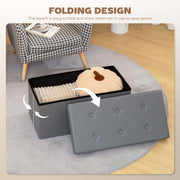 Foldable Storage Ottoman Bench With 89L Capacity Ideal For Bedroom Or Hallway Grey