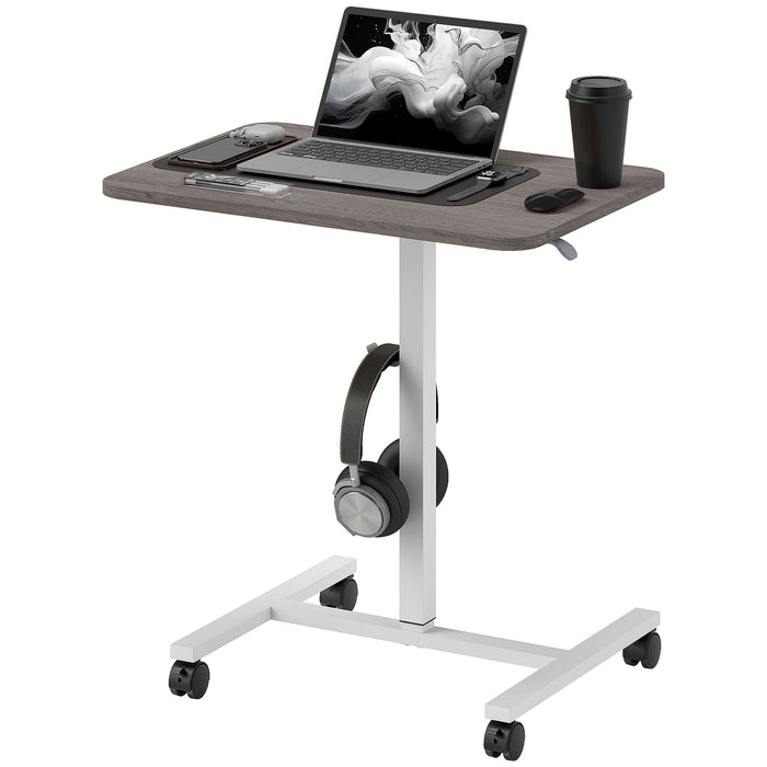 White Grey Manual Adjustable Sit to Stand Desk 75-115cm by HOMCOM