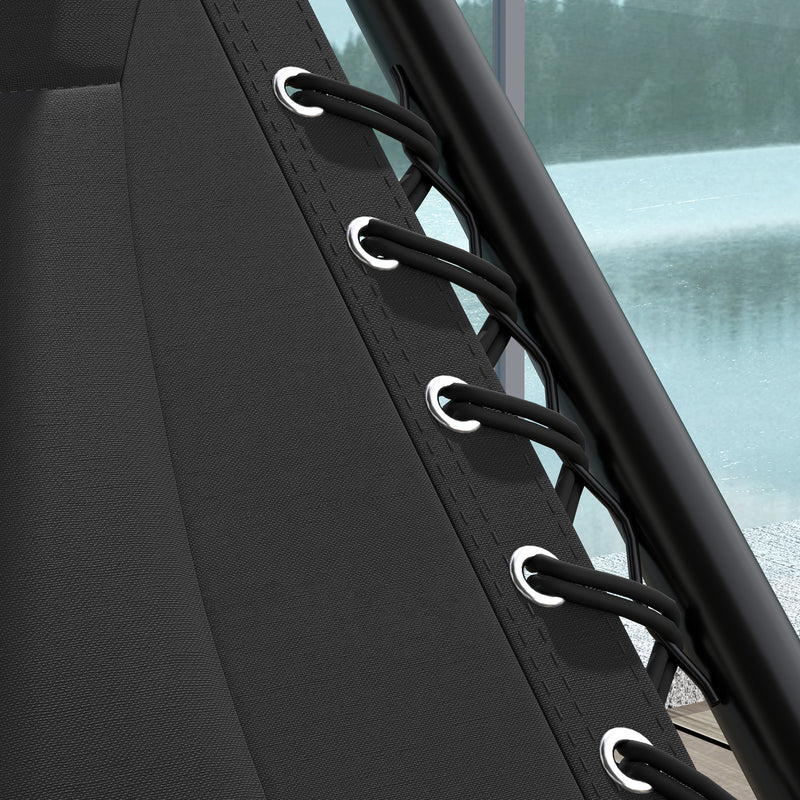 Black Zero Gravity Reclining Outdoor Chair with Shade Cup Holder and Cushion by Outsunny