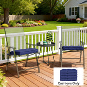 Garden Chair Cushions Set of 4 with Extra Padding and Tie Fastenings Dark Blue Outsunny