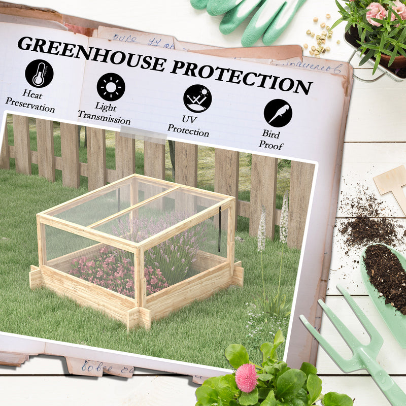 Wooden Greenhouse Planter Box With Lift-Up Lid For Growing Plants Outdoors