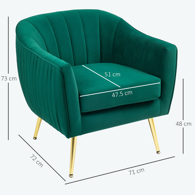 Velvet Shell Back Accent Chair With Padded Seat For Living Room Or Bedroom Green