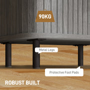 Nordic Bedside Table with Sliding Roller Doors and Metal Legs for Bedroom Grey