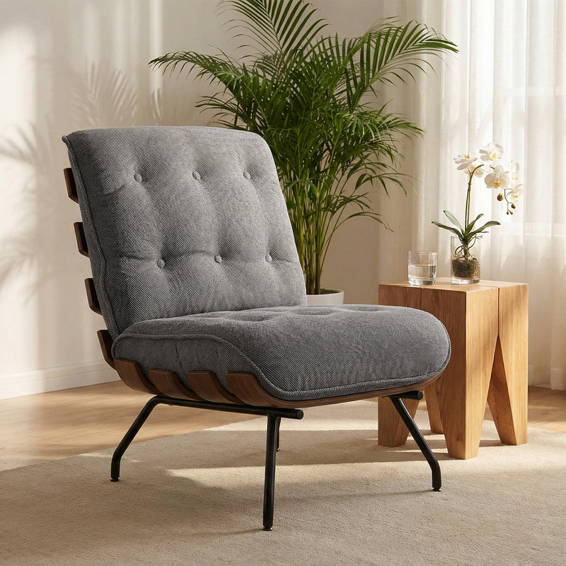 Modern Accent Chair with Thick Cushions for Comfortable Living Room or Bedroom Seating Dark Grey Homcom