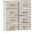 Chest of 8 Fabric Drawers with Wooden Frame for Bedroom or Living Room, Natural Finish