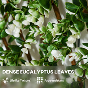Expandable Garden Trellis Fence with Faux Eucalyptus Leaves for Patio or Balcony Privacy