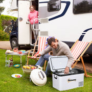 25L Portable Car Fridge Freezer With LED Light and Dual Power For Travel Campervan Grey AOSOM