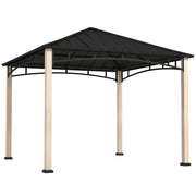Black 3 x 3 m Metal Roof Gazebo with Wood Effect Finish by Outsunny