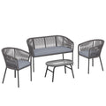 4 Piece Outdoor Sofa Set with Cushions and Coffee Table for Relaxed Garden Seating Dark Grey Outsunny