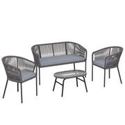 4 Piece Outdoor Sofa Set with Cushions and Coffee Table for Relaxed Garden Seating Dark Grey Outsunny