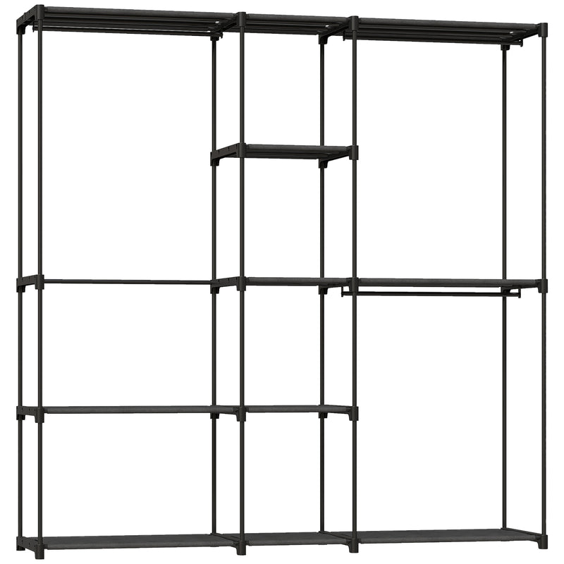 Portable Wardrobe with Shelves and Hanging Rails for Organised Bedroom Storage Black