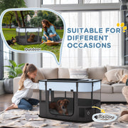 Portable Foldable Dog Playpen with Ground Stakes and Storage Bag for Travel, Grey