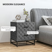 Set of 2 Grey Bedside Tables with 2 Drawers and Steel Legs for Bedroom or Living Room by HOMCOM