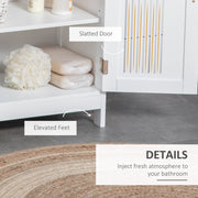 White Freestanding Bathroom Floor Cabinet With Shelves For Towels And Toiletries Storage