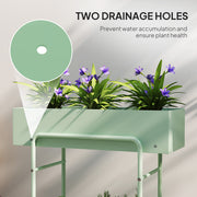 Green 2 Tier Metal Plant Stand with Drain Holes for Indoor and Outdoor Use by Outsunny