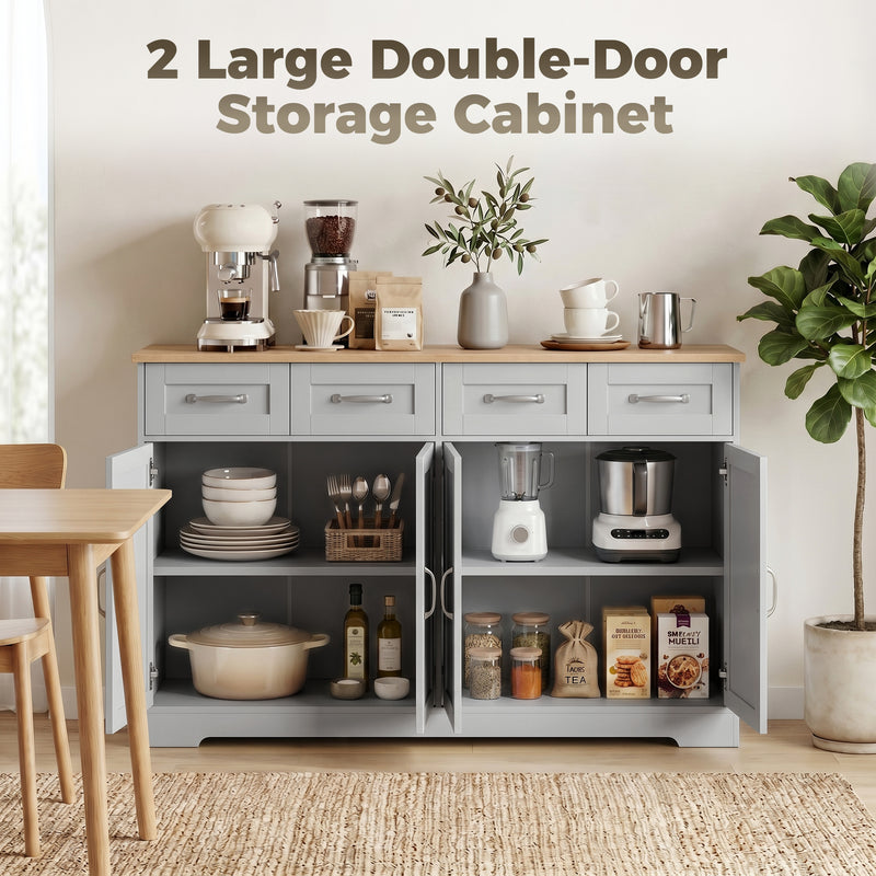 Sideboard with Drawers and Adjustable Shelves for Organised Kitchen Storage Grey Oak
