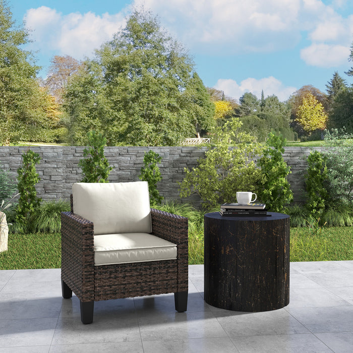 Brown Rattan Single Armchair with Cushions for Garden and Patio by Outsunny