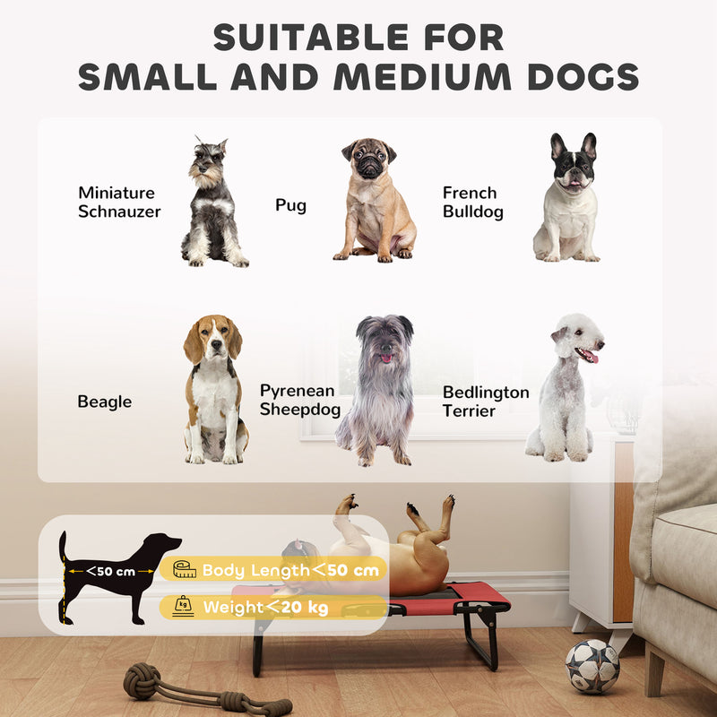 Portable Elevated Dog Bed with Breathable Mesh for Indoor and Outdoor Use Red