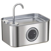 3.2L Stainless Steel Cat Water Fountain with Silent Pump and Visible Water Level Window