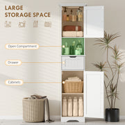 Slim Bathroom Storage Cabinet With Motion Sensor Lighting For Small Spaces White AOSOM