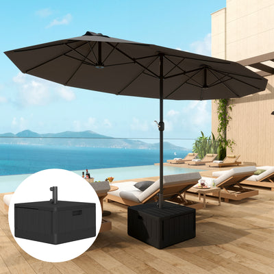 Black Garden Parasol Base with Wheels and Handles Holds Up to 80kg by Outsunny