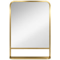 Hallway Wall Mirror with Shelf for Keys and Essentials Medium Size Gold