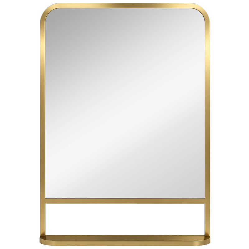 Hallway Wall Mirror with Shelf for Keys and Essentials Medium Size Gold