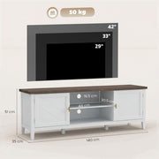 TV Stand with Cabinets and Cable Management for Organised Living Room Storage White Brown Homcom