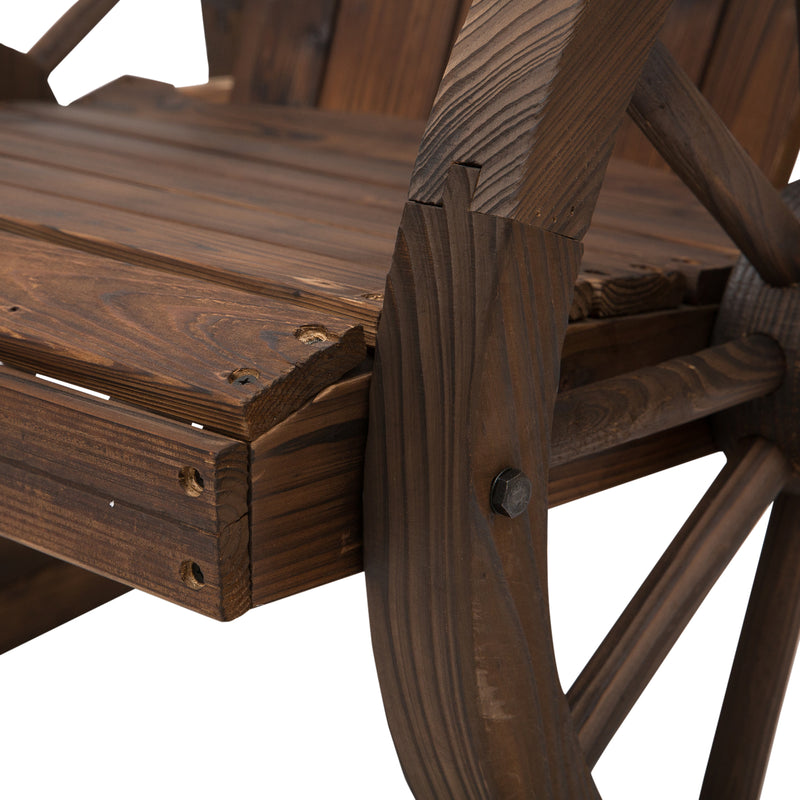 2 Piece Wooden Adirondack Rocking Chair Set Reclining Garden Armchairs for Patio or Porch AOSOM