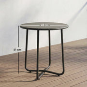 Round Metal Garden Side Table with Adjustable Feet for Stable Drinks and Snacks, Dark Grey Outsunny