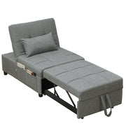 Dark Grey 4 in 1 Single Sleeper Chair Bed with Adjustable Backrest by HOMCOM