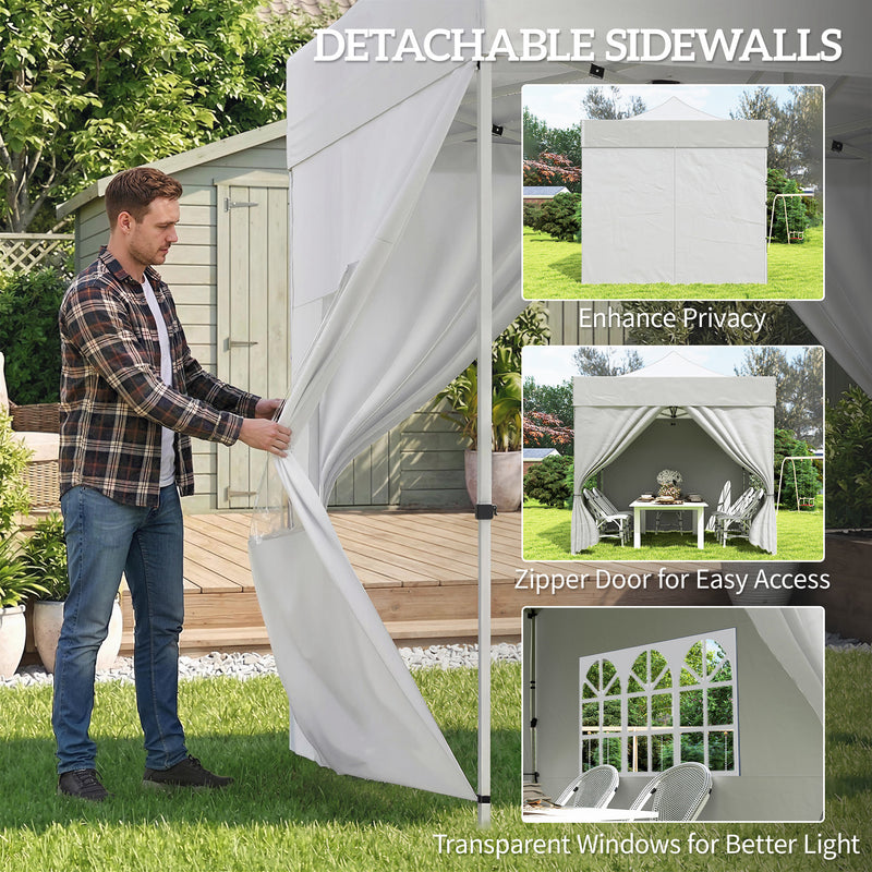 Outsunny 3 x 3 m Pop Up Gazebo with Sidewalls, UPF50+ Heavy Duty Garden Party Tent Marquee with Wheeled Carry Bag, Silver Grey AOSOM