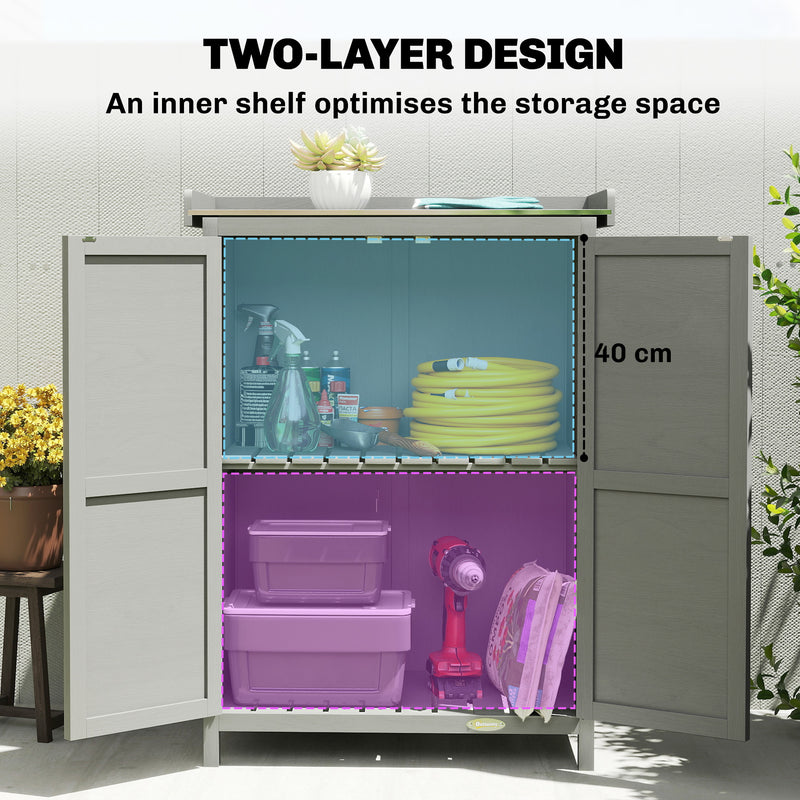 Potting Station with Storage Cabinet & Galvanised Steel Top for Organising Garden Tools and Supplies, Grey Outsunny