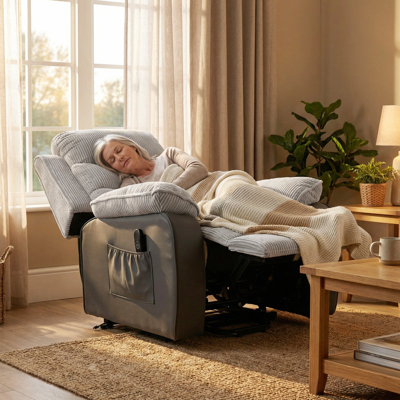 Power Lift Recliner Chair for Easy Standing and Daily Comfort with USB Port Light Grey AOSOM