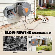 Retractable Garden Hose Reel With 30m Hose for Easy Watering and Cleaning Orange Outsunny